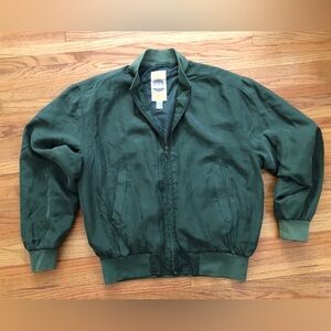 Men's Green Zip-Front Silk Italian Bomber Jacket
